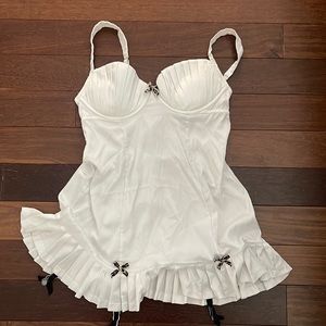 White with leopard accent bows. Sexy slip dress/nighty
